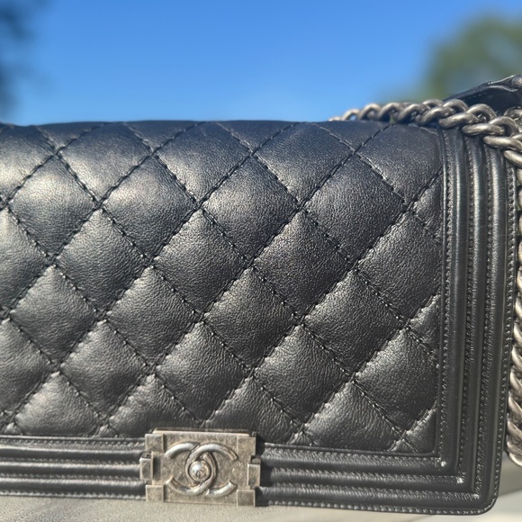 Chanel Large Boy Bag – Black Quilted Caviar Leather with Ruthenium Hardware - Picture 13 of 13